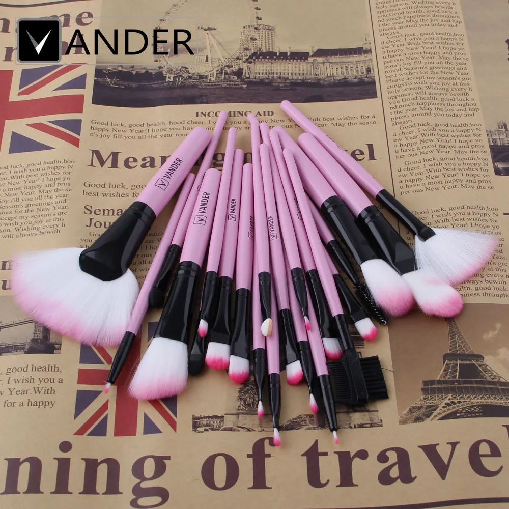 Профессиональный набор кистей для макияжа 22 шт. мягких розовых теней бровей +