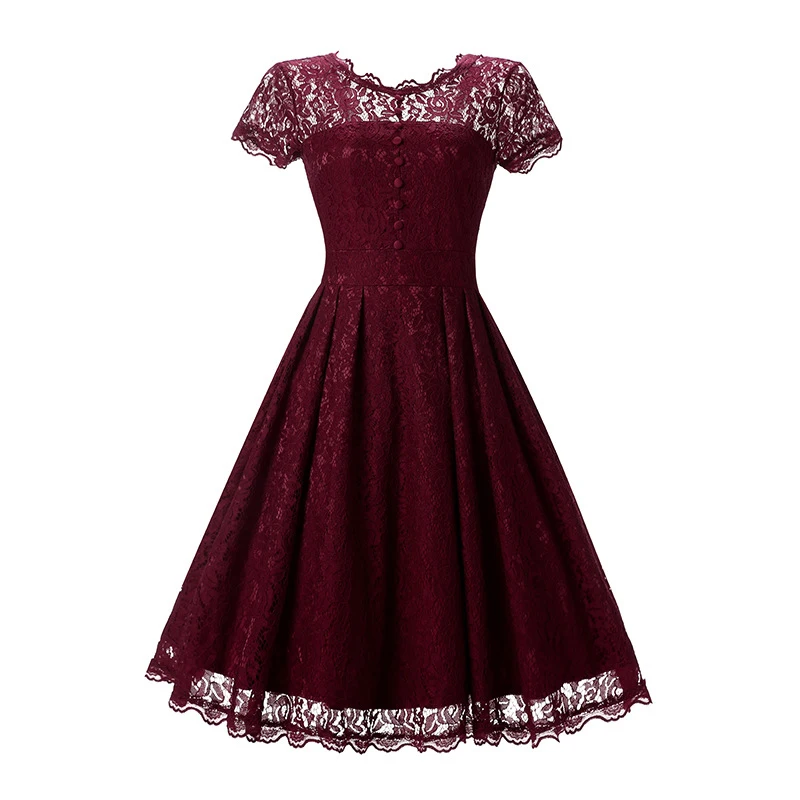 Женское платье с круглым вырезом повседневное винтажное облегающее кружевное
