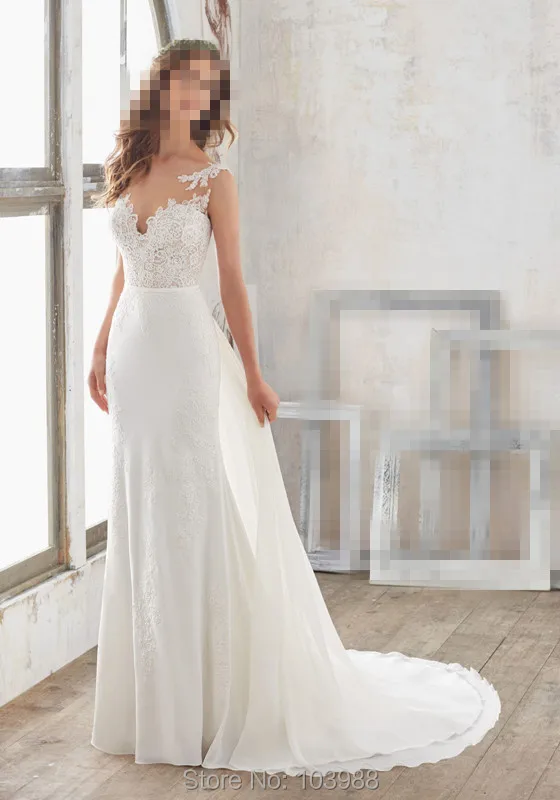 2017 Vestido De Novia Free shipping Strapless A-line gown chiffon back bodice white ivory chapel length train wedding dress | Свадьбы и