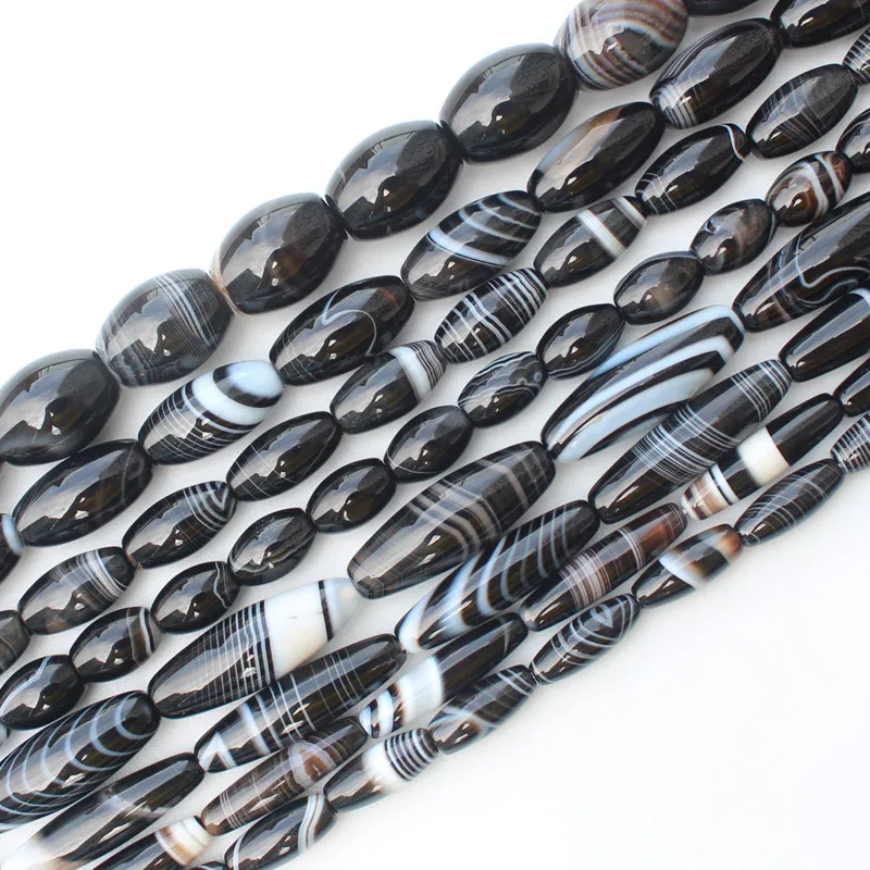 Black stripe ag 6-30mm Oval beads 15inch per strand, For DIY Jewelry Making, pendant,necklace