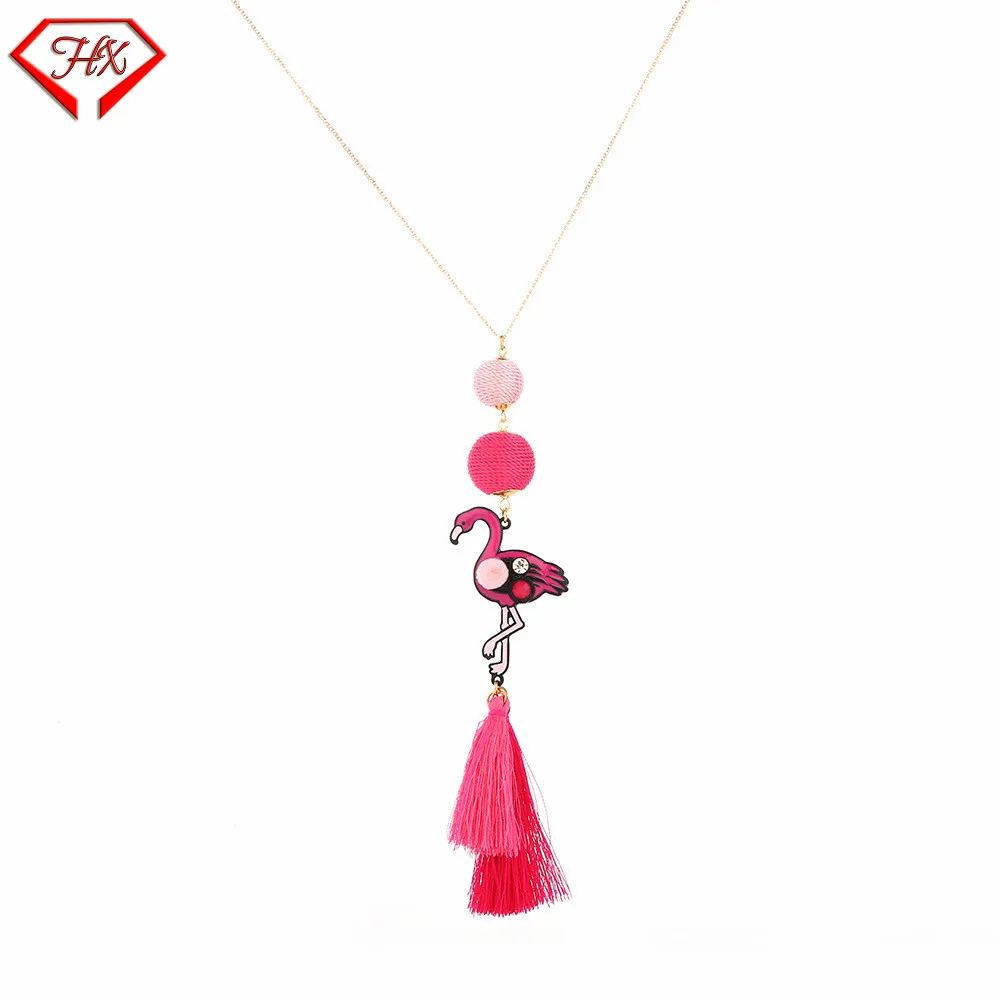 Новинка 2018 женское ожерелье ручной работы HX розового цвета с кисточкой