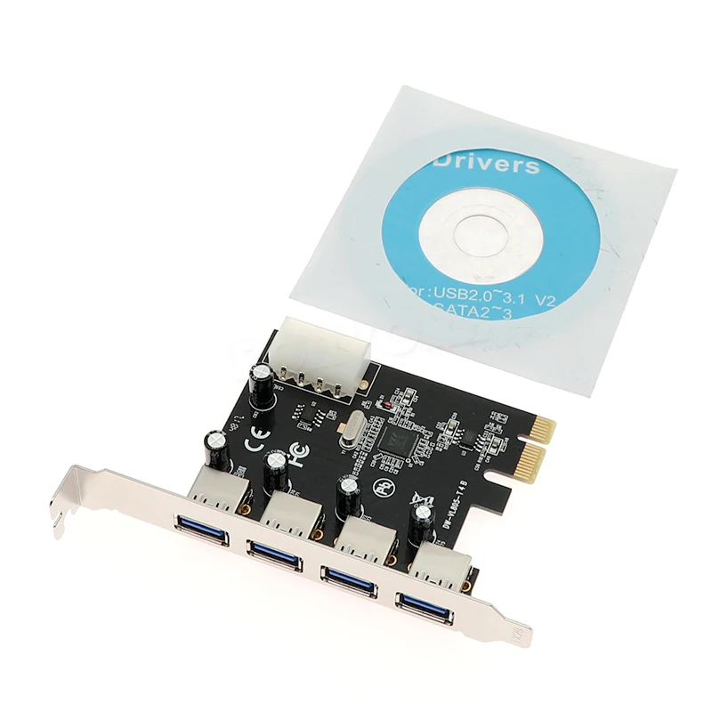 Free Shipping Superspeed 5Gbps 4 ports USB 3.0 PCIe Control Card / PCI Express to USB3.0 Converter Adapter Via Chip win10 | Компьютеры и