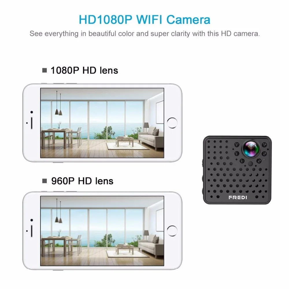 Мини камера Wifi IP с датчиком движения 1080P мини Wi Fi HD ночным видением для iphone Android
