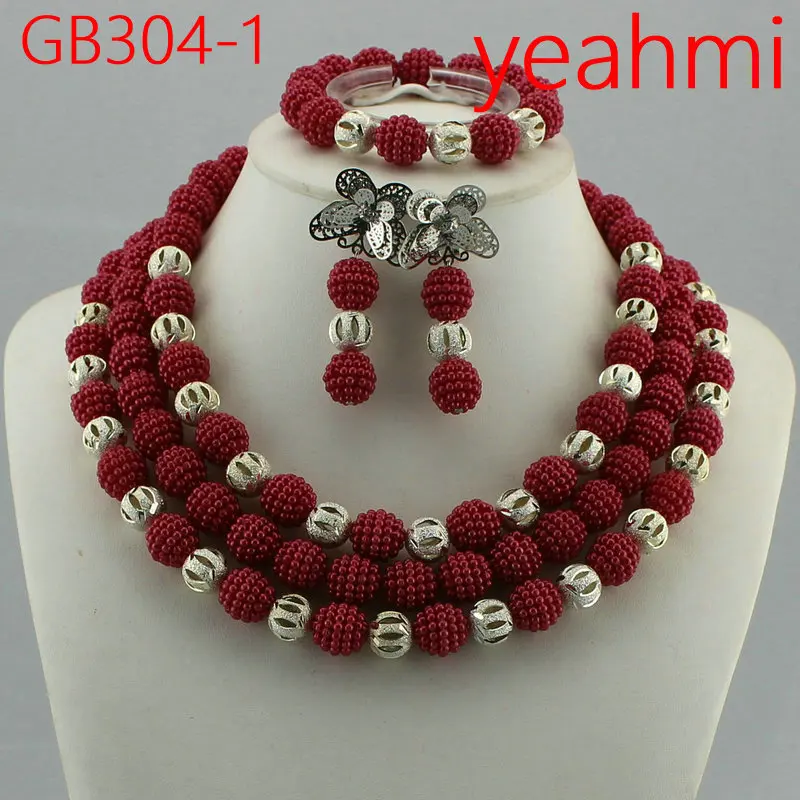 

New Design Nigerian Wedding African Beads Jewelry Set Crystal Free Shipping Bride Wedding Jewelry Sets Online GB304-2