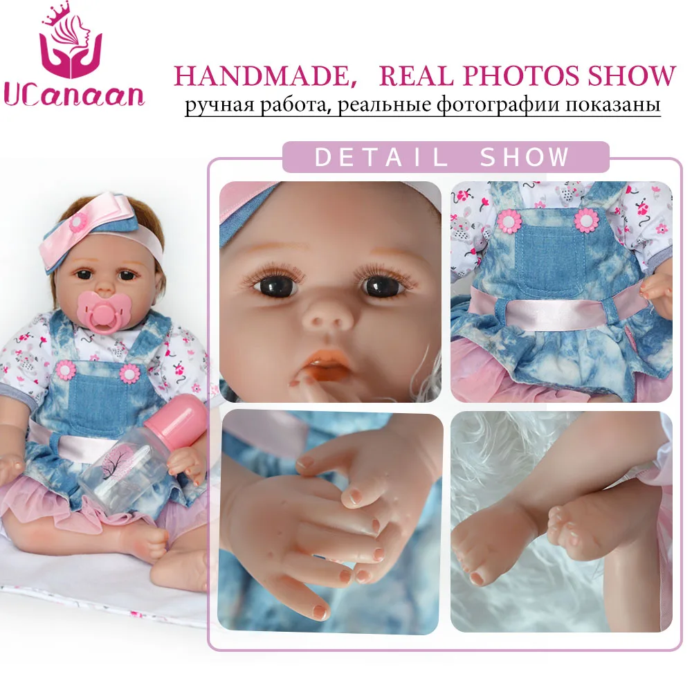UCanaan дюймов/22 дюймов силиконовая кукла реборн 55 см виниловые Brinquedos куклы для