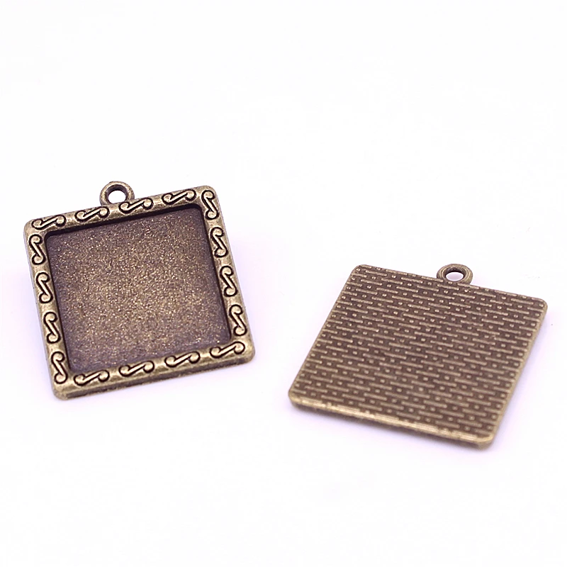 15 шт. Античная бронзовая квадратная 25*29 мм (подходит для 20*20 мм диаметр) кабошон набор заметок заготовки для изготовления ювелирных изделий очарование 7D1237