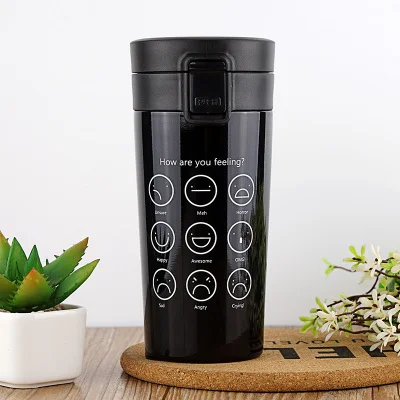 380ML FACE BLACK Pandapark, 380 мл, термос, чашка для кофе, нержавеющая сталь, для автомобиля, кафе, вакуумная колба, офисная, кофейная чашка, бутылка для автомобиля, термосы для путешествий, PPX003 - Цвет: 380ML FACE BLACK