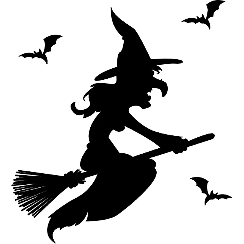 

16cm*18cm Halloween Witch Fashion Black/Silver Decal Vinyl Car-styling Car Sticker S6-4014