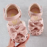 newest summer kids shoes 2021 fashion leathers sweet children sandals for girls toddler baby breathable hoolow out bow shoes
