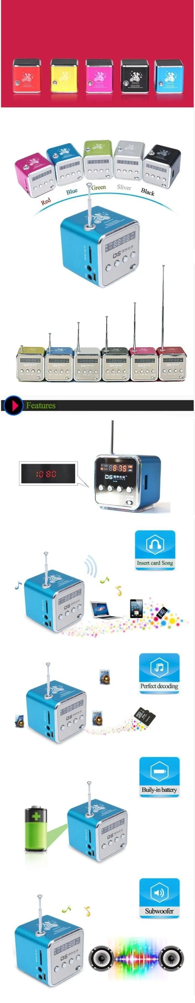 REDAMIGO портативный fm-радио приемник Micro USB стерео мини-динамик с радио Ubwoofer Super Bass портативное радио для iPad iPhone V26R