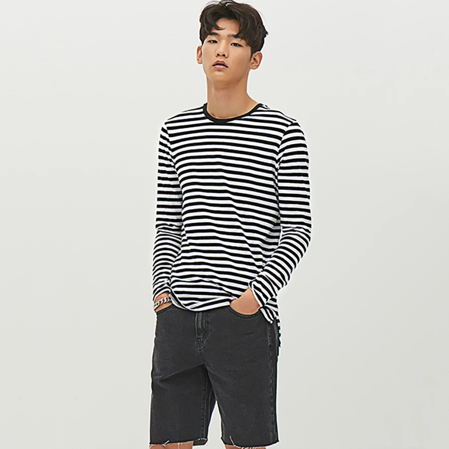 Летняя футболка в полоску Для мужчин удлиненный лонгслив Унесенные призраками