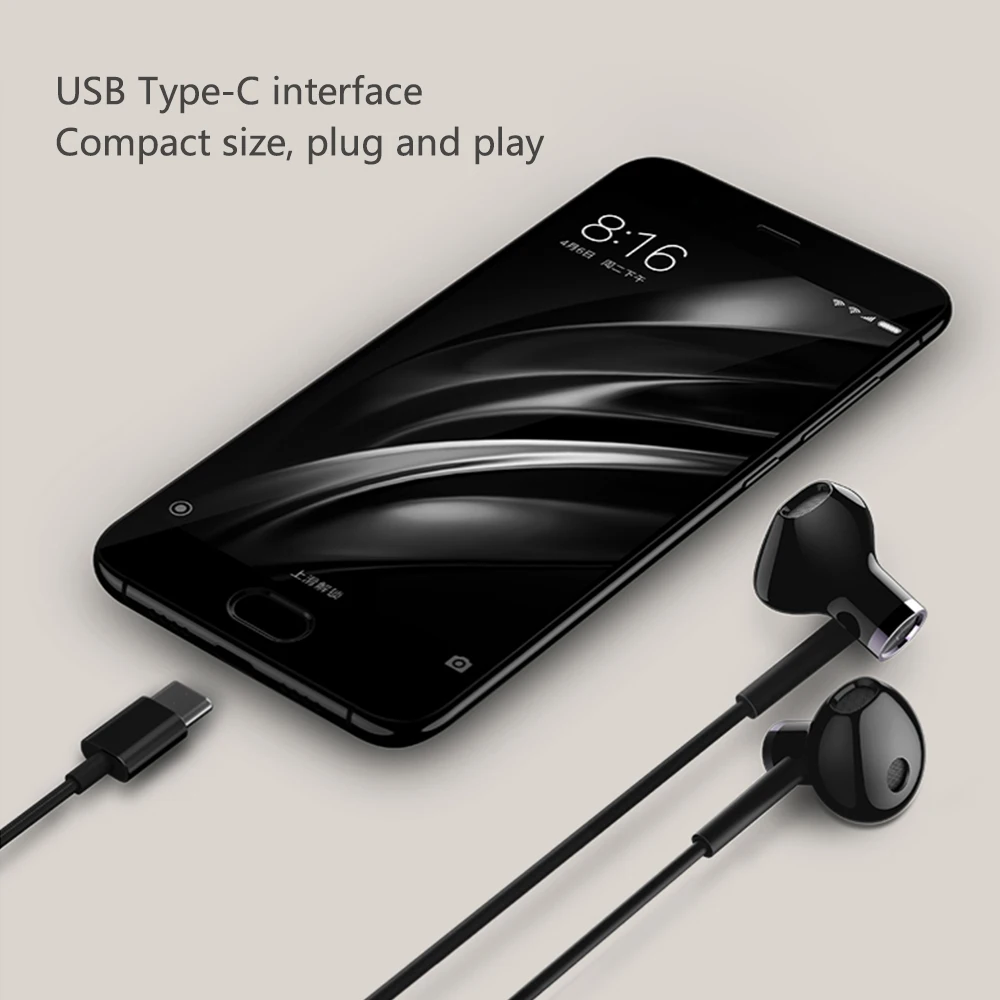 Оригинальные наушники Xiaomi Half In Ear USB Type C с проводным управлением Hi Res Mijia аудио
