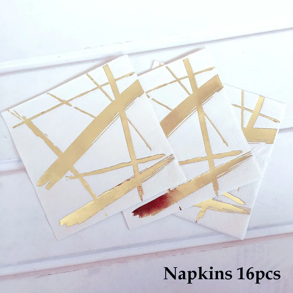 Napkins 16pcs Полосатые вечерние одноразовые бумажные салфетки для стаканчиков, соломенная детская Праздничная посуда, наборы для детского дня рождения, свадьбы - Цвет: Napkins 16pcs