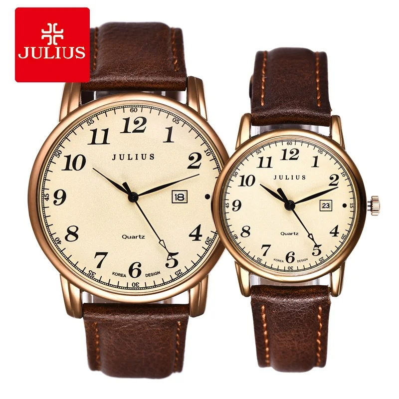 

Julius Brand Watches Men Woman Quartz Business Couple Watch Casual Date Waterproof Leather Wristwatch Clock Relogio Masculino