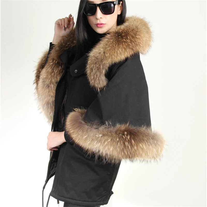 Женская парка с большим капюшоном черная Повседневная теплая куртка