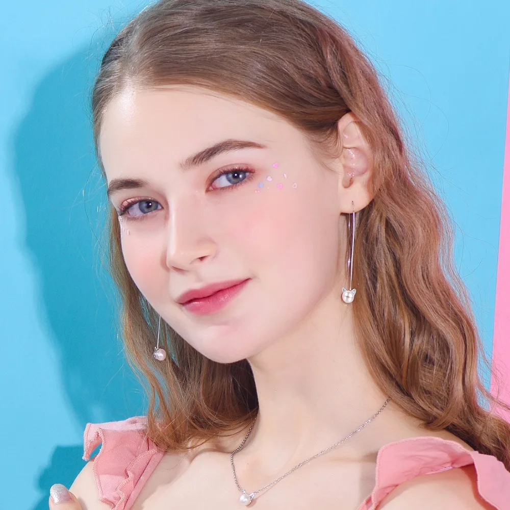 SILVERCUTE серьги с кошачьими ушками из пресноводного жемчуга для женщин 925 пробы