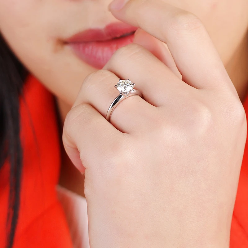 Настраиваемое классическое кольцо с шестью когтями 18K Белое Золото 1.5ct