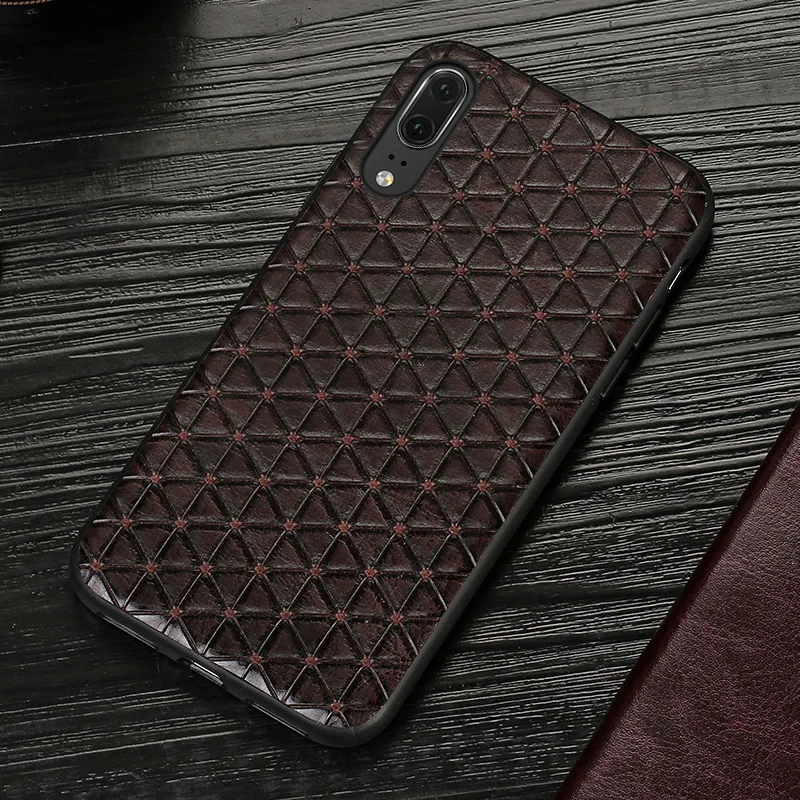 Треугольный узор чехол для делового телефона huawei P20 из натуральной кожи защитный