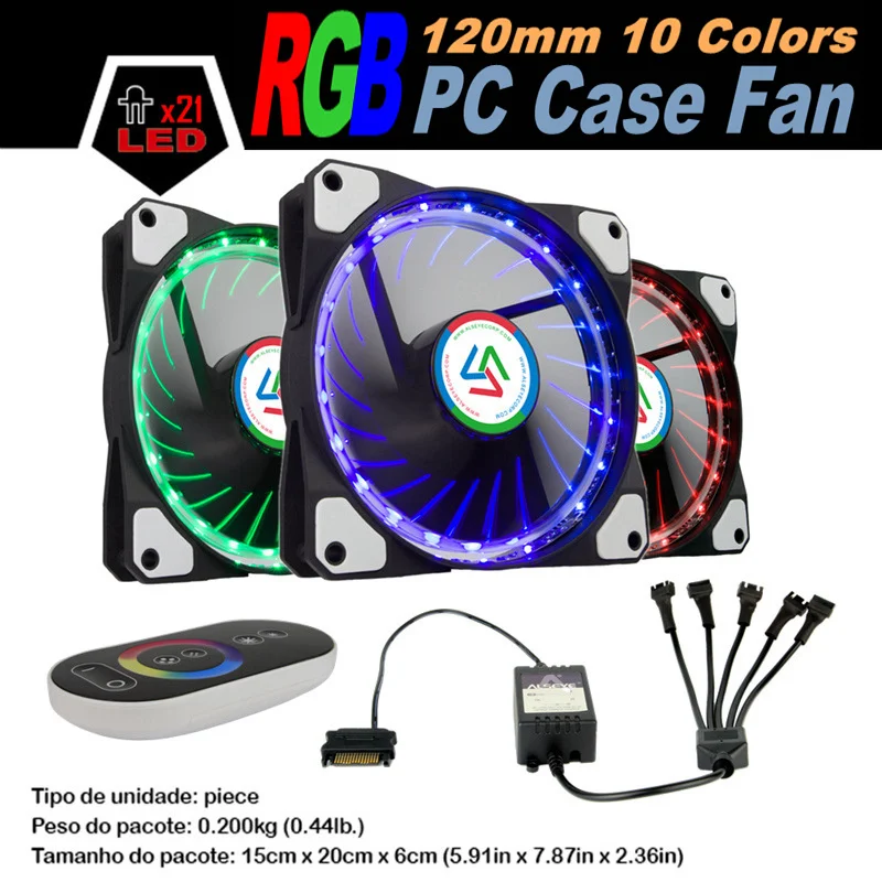 Alseye 120 мм RGB вентилятор cooler (1 шт./упак.) 12 В 1100 об./мин. LED полосы (2 полосы/пакет) 30 см