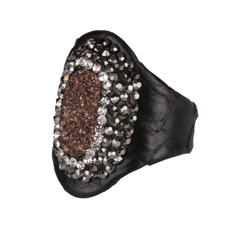 Темно коричневая овальная грубая Друза drusy каменная бусина инкрустированная