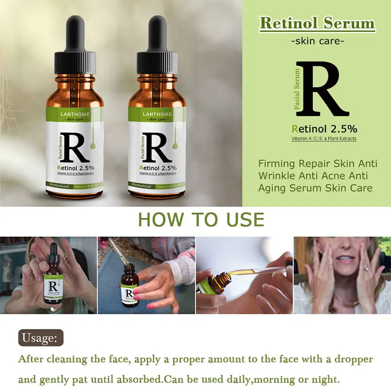 Сыворотка для лица Retinol 10 мл витамин C сыворотка устойчивое восстановление кожи против морщин против акне уход за кожей с сывороткой отбеливающая антиanging25