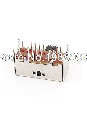 10 шт. панелей PCB 16 Pin 3 позиции 4P3T небольшой ползунковый Переключатель боковой ручка 0.5A с алюминиевой крышкой, 50В DC