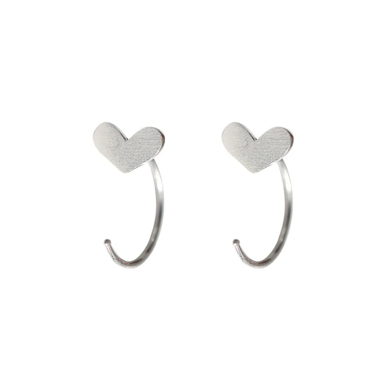 simple heart earring 100% 925 Sterling silver Jewelry fashion Hypoallergenic Stud earrings for women gift | Украшения и