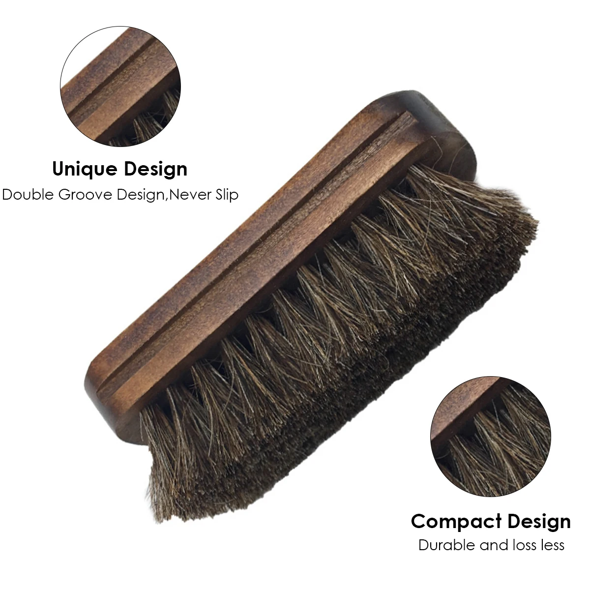 Щетка из конского волоса Мягкая натуральная щетина деревянная ручка для обуви