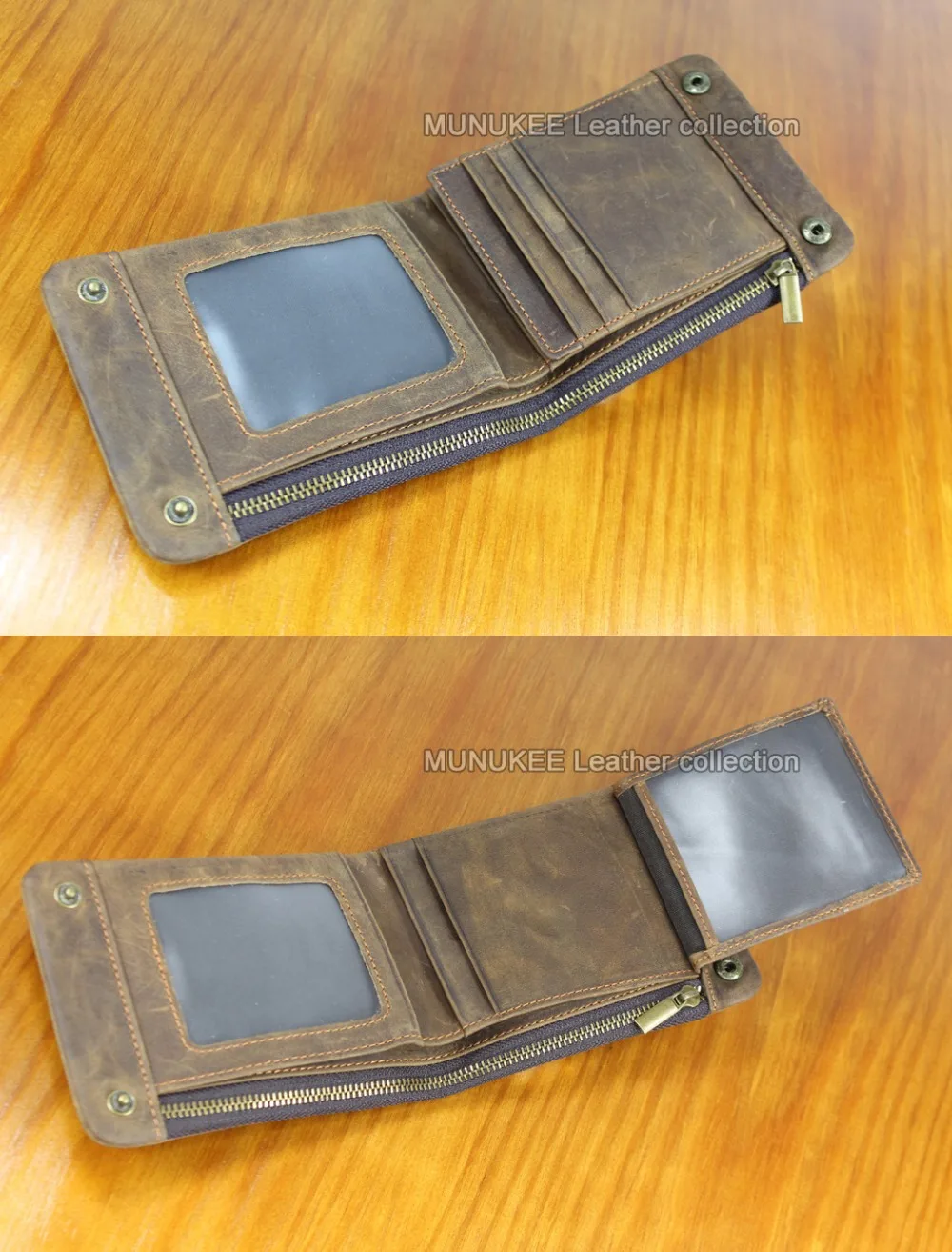 Винтажный кошелек из натуральной кожи Crazy horse мужской кожаный двухскладной клатч