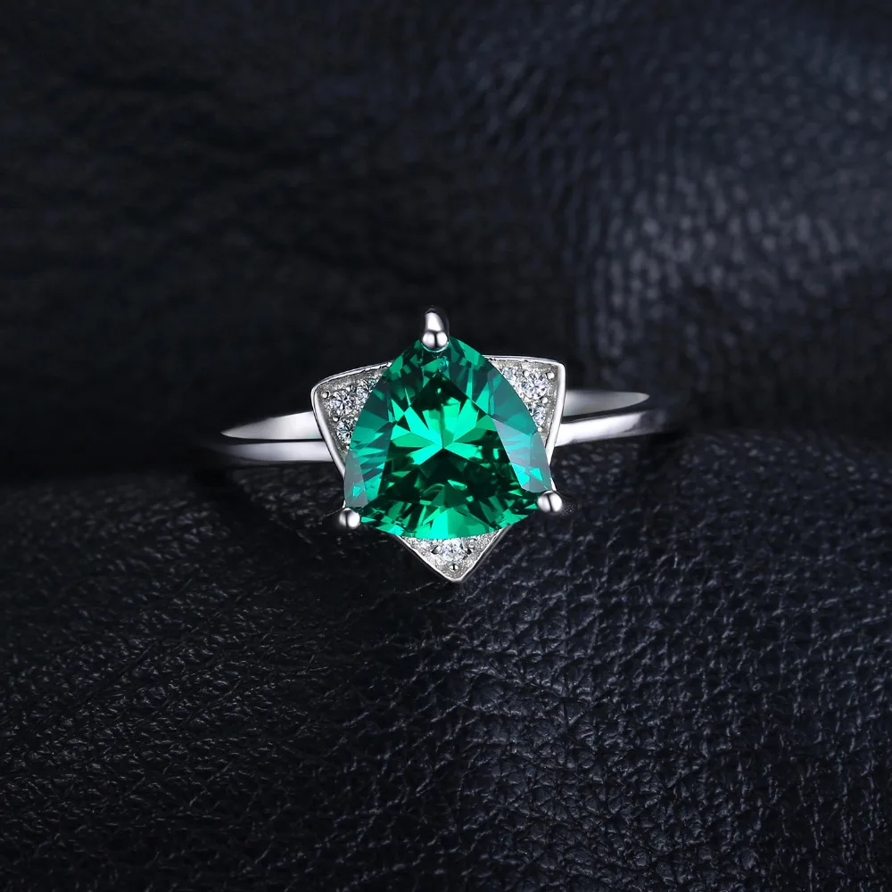 Jewelrypalace Треугольники Форма 1.68ct создана изумрудов Обручение кольцо очарование S925