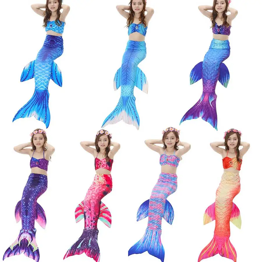 Детский костюм Русалочки хвост с моноластами для девочек плавательный