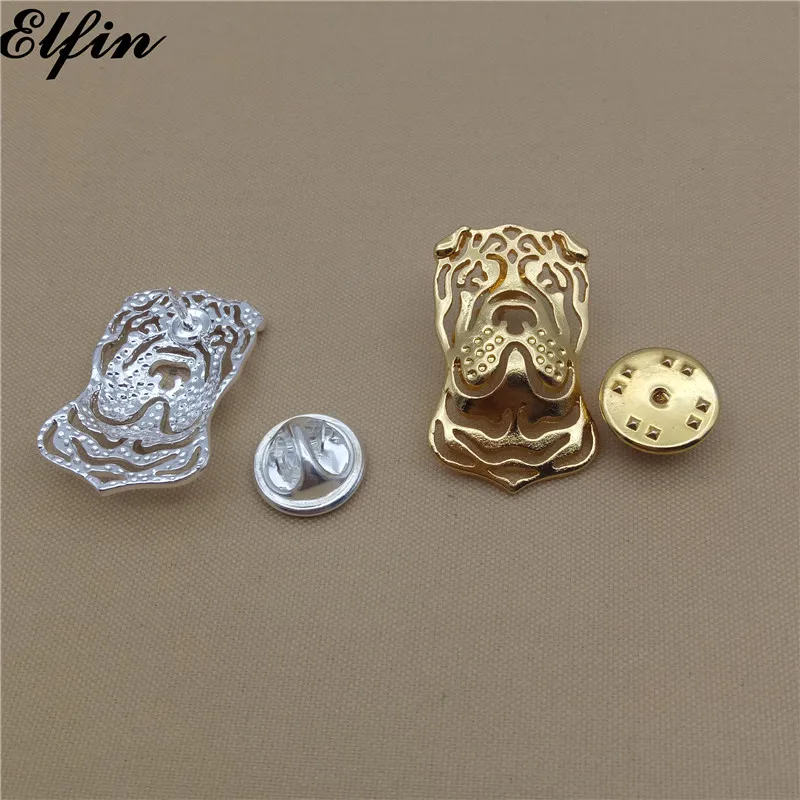 Elfin Симпатичные китайские Броши Shar Pei золотого цвета серебряного ювелирные