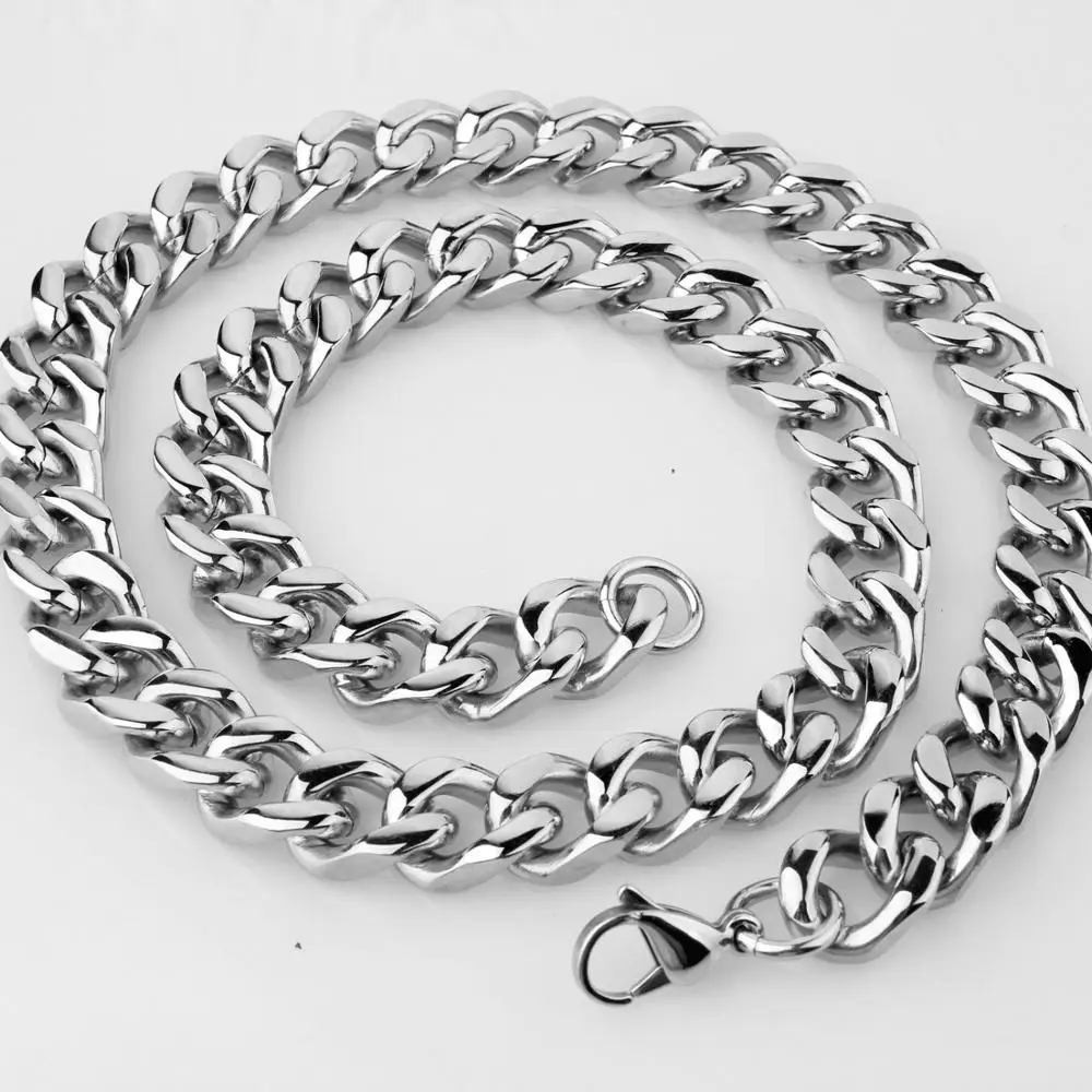 9/11/13/15 мм широкая кубинская звеньевая цепь мужской браслет из нержавеющей стали с