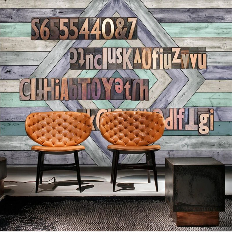 Старинная ностальгическая деревянная стена beibehang с тиснением на английском фоне