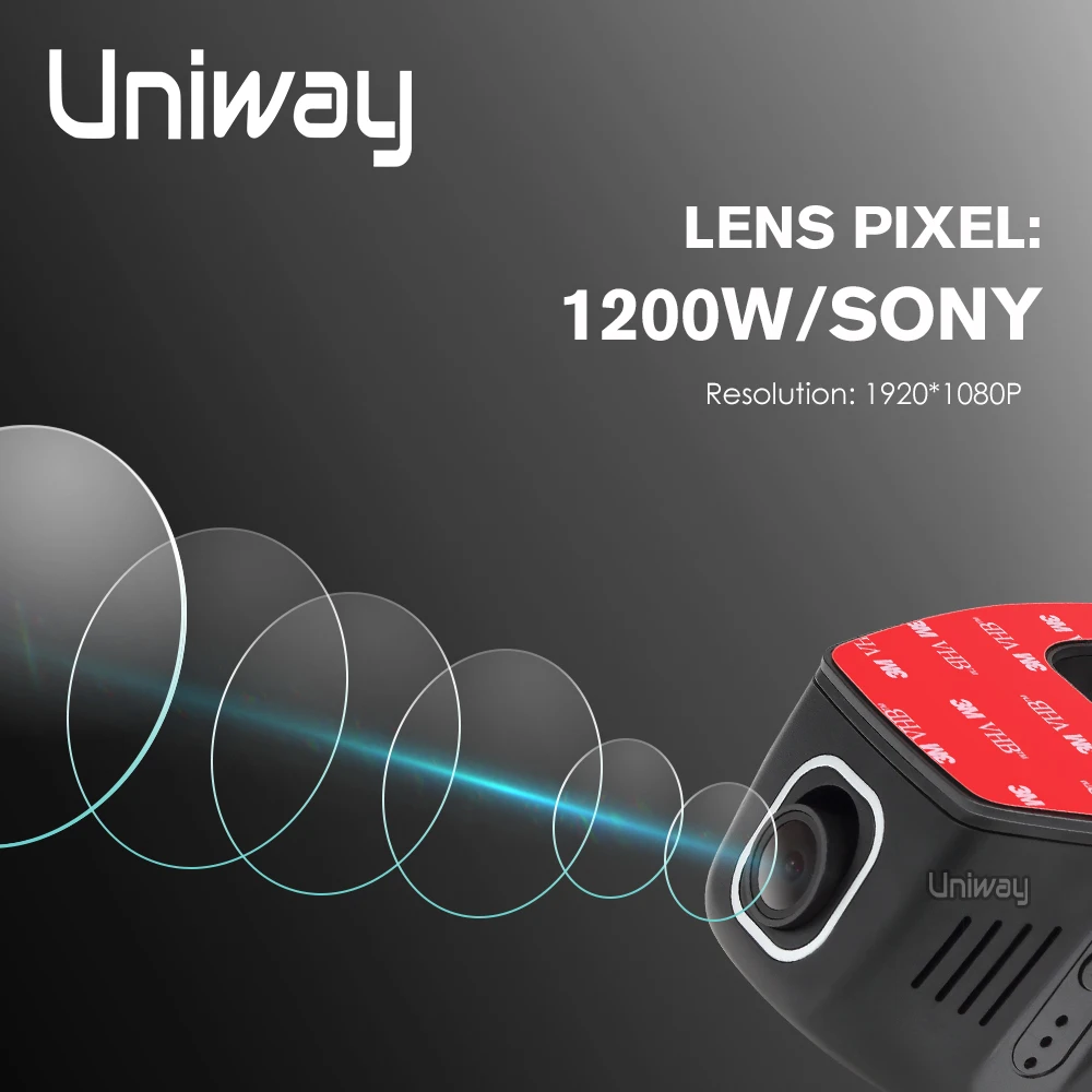 Uniway Автомобильный видеорегистратор, автомобильная камера, WiFi, 1080 P, FHD, камера ночного видения, видеорегистратор с углом обзора 170 градусов, Скрытый цифровой видеорегистратор