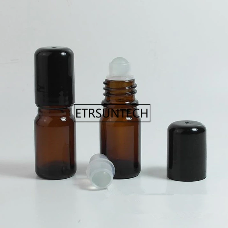 

Refillable Thick Amber 5ml /10ML MINI ROLL ON GLASS BOTTLES ESSENTIAL OIL Steel Roller ball fragrance PERFUME F1591