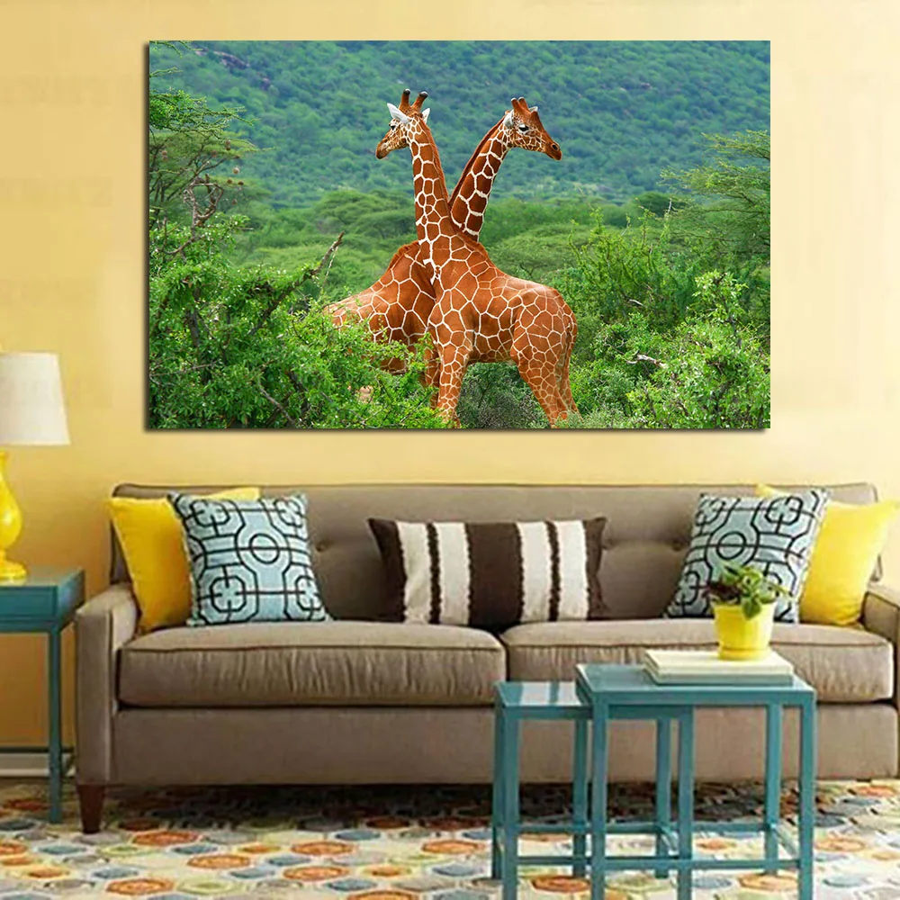 JQHYART Жираф современные картины для украшения холста Настенный декор гостиной без