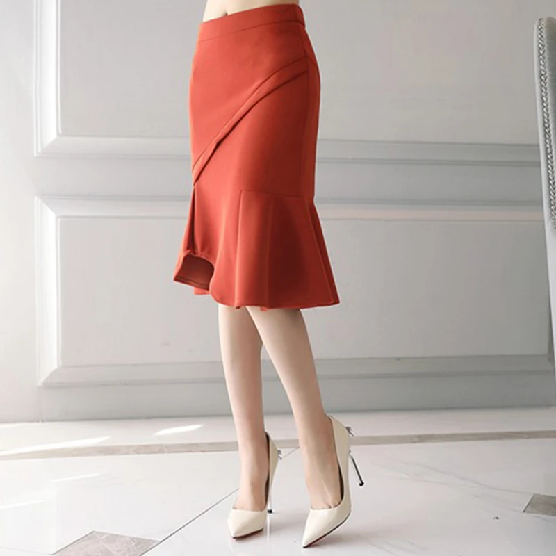 Юбка с оборками Для женщин пикантные тонкий элегантный работа Юбки для Мода 2017 г.