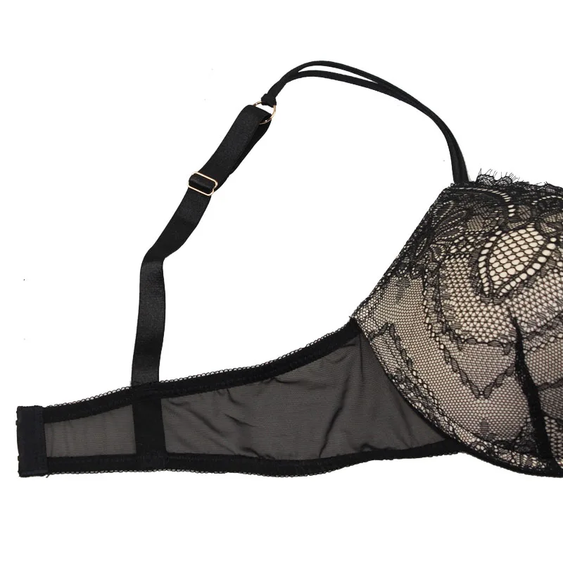 Сексуальный кружевной бюстгальтер с подкладкой для женщин Underwear нижнее белье 3/4 чашка нижнее белье на косточках женские прозрачные бюстгальтеры Размер 32A-38DDD