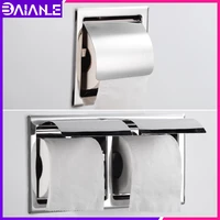 double toilet paper holder stainless steel cover bathroom wc roll paper tissue box creative wall mounted paper towel holder rack