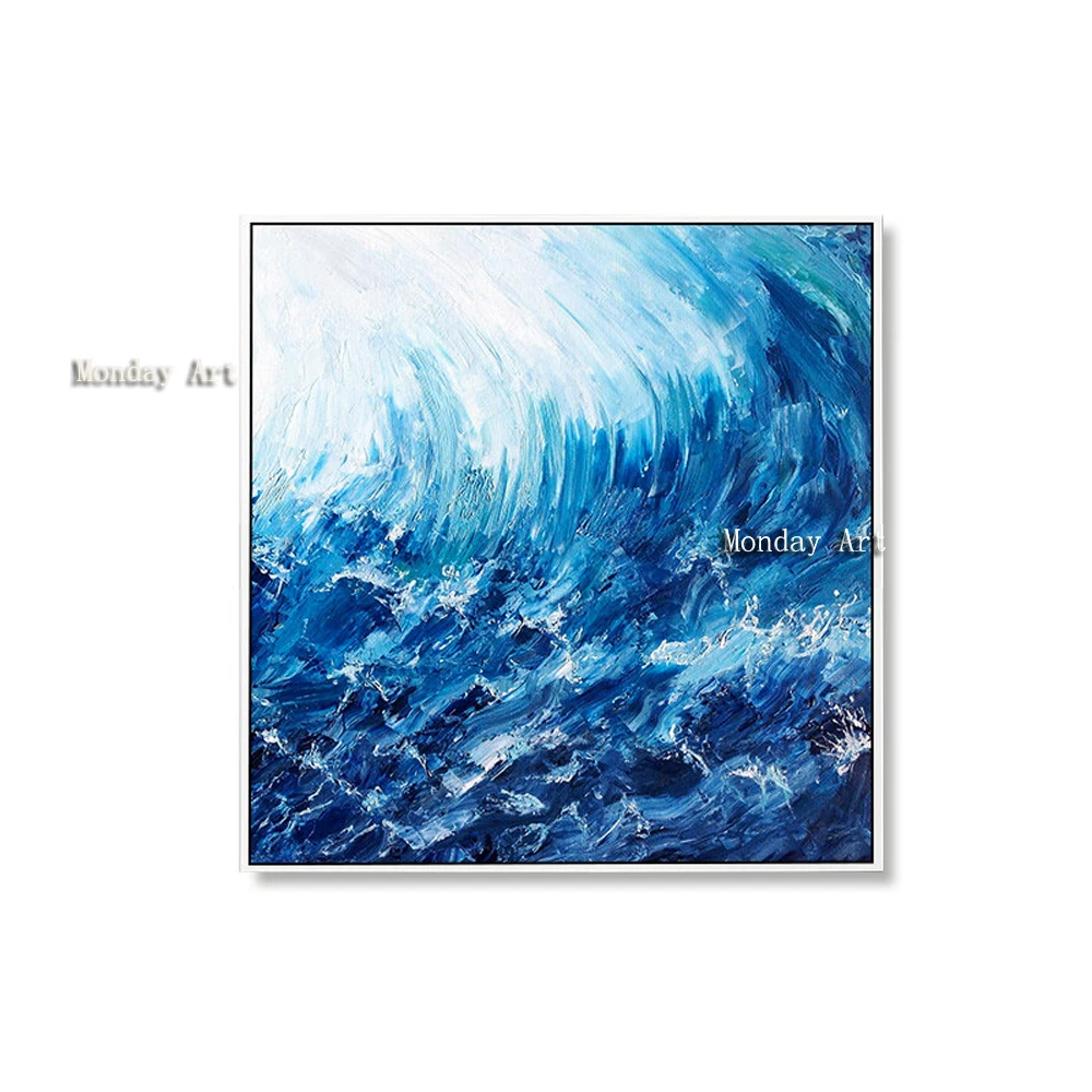 100% ручная роспись маслом абстрактная морская живопись для гостиной современная