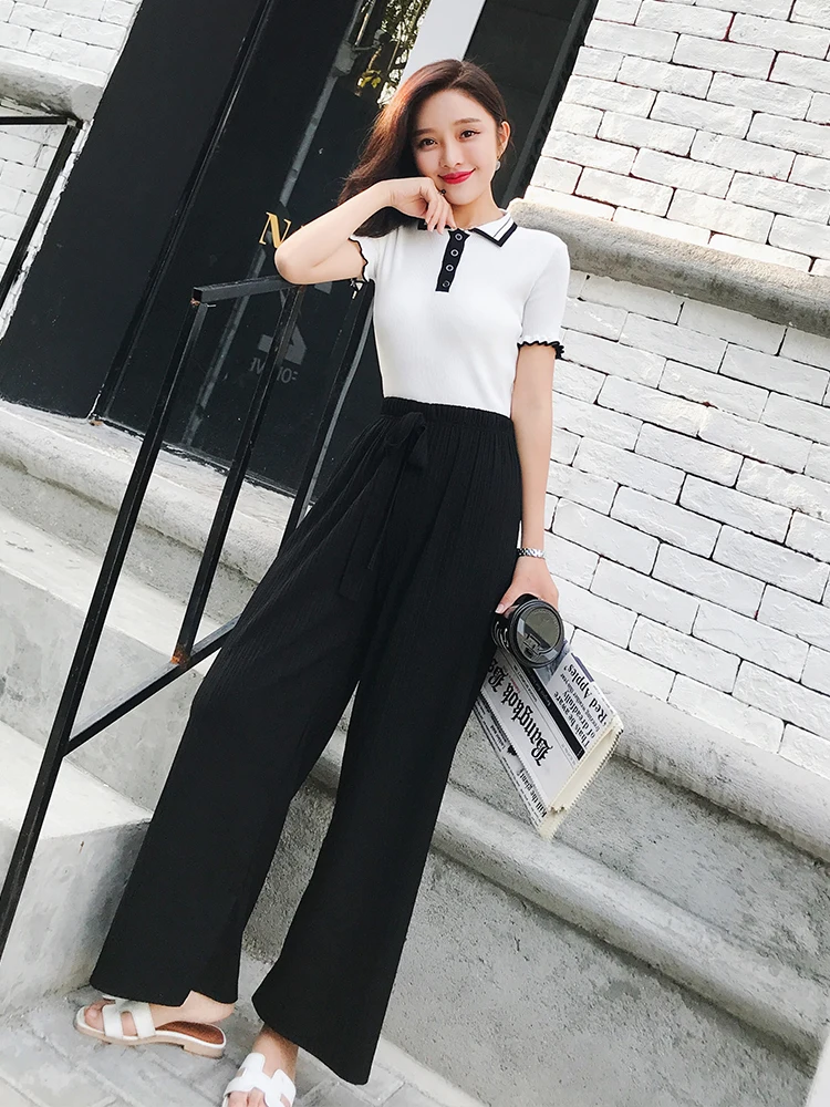 Женские трикотажные брюки из мягкого ледяного шелка широкие драпированные с