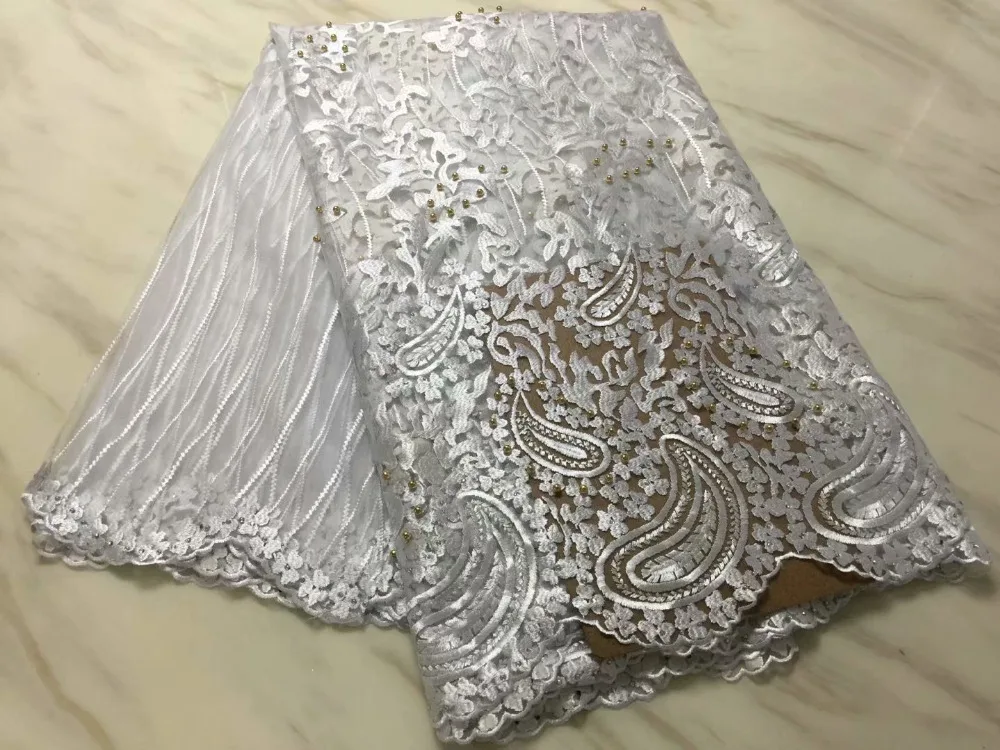 

African Tulle Lace Fabric 2019 African French Lace Fabric High Quality With Stones Beads Nigerian Embroidery Tulle French Lace