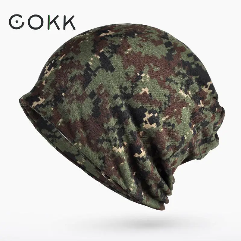 Шапка тюрбан COKK камуфляжная облегающая шапочка женская шапка в стиле хип хоп