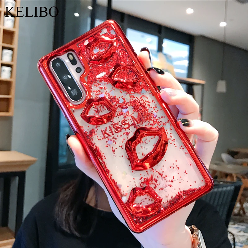 Модный мягкий силиконовый чехол с гальваническим рисунком губ динамический