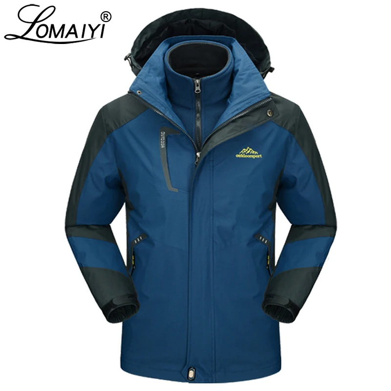 

LOMAIYI Fleece Lining Male Jacket Autumn Work Men's Waterproof Double Windbreaker 3XL 4XL 5XL Warm Winter Hood Parka Men,AM166