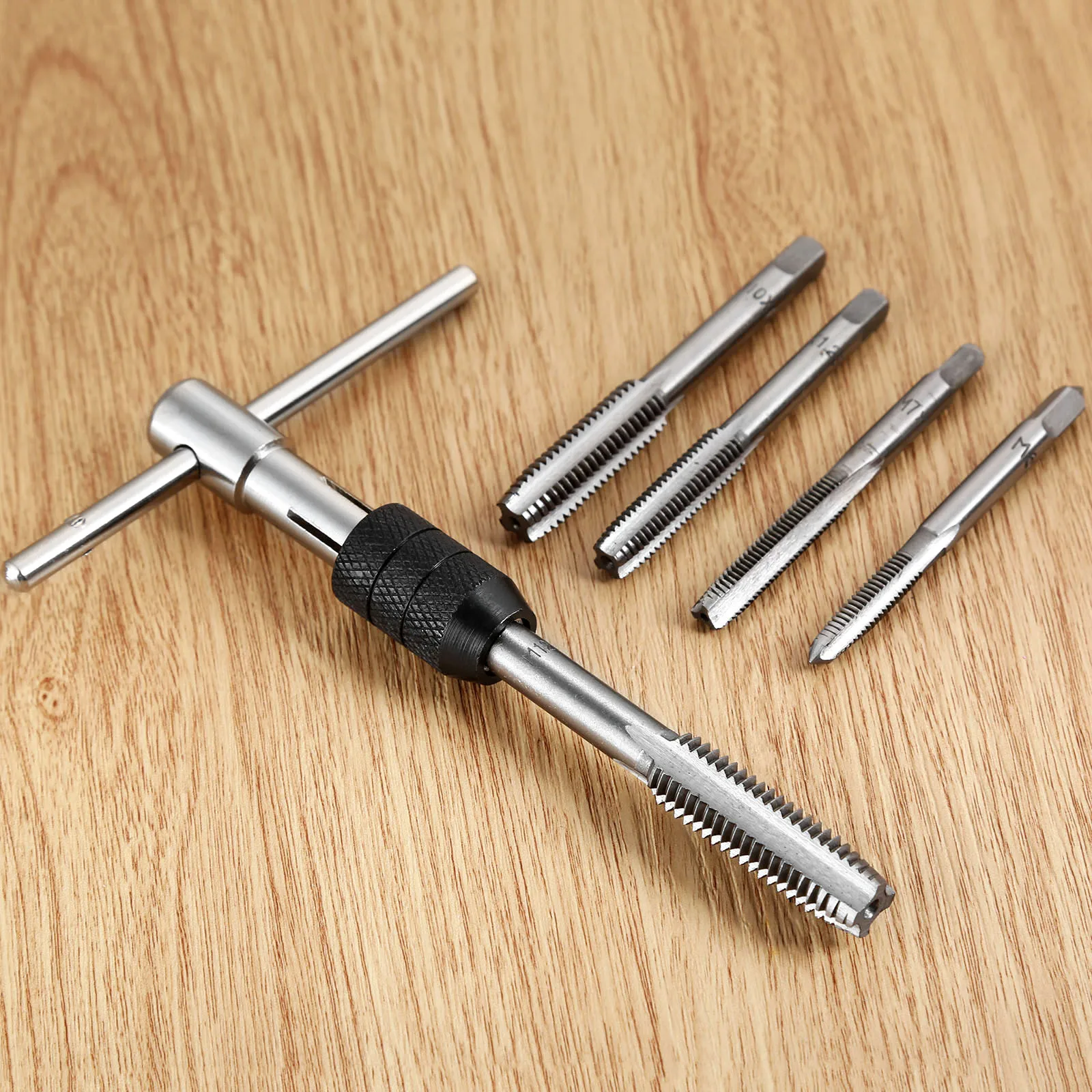 DRELD 6Pcs M6-M12 HSS Hand Taps Screw Thread Metric Plug Tap Set With 6mm-12mm Adjustable T-handle Wrench Tools | Инструменты