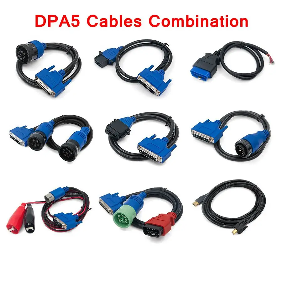 cables DPA5 Dearborn протокол адаптер 5 тяжелых грузовиков диагностический инструмент DPA 5 же с Nexiq USB link 2 дизельный грузовик диагностический - Цвет: cables