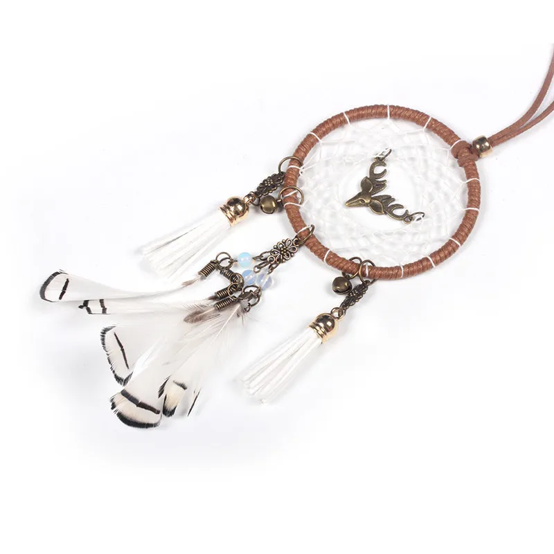 Поделки из перьев Ловец снов бореальный европейский стиль голова оленя ветряные