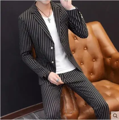 3 Color Мужские модные тонкие костюмы мужские деловые повседневные костюмы 2 шт свадебный костюм брюки Мужской Блейзер высокого качества набор брюк - Цвет: 3 Color